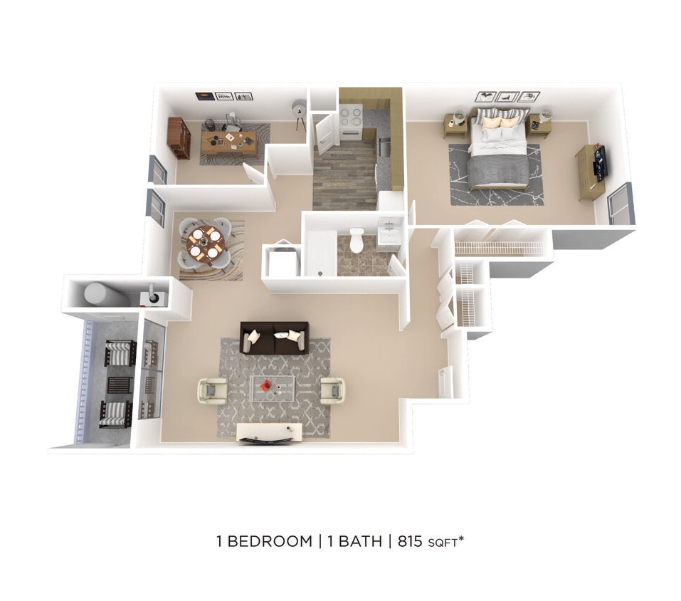 Floor Plan - One Bedroom - 815 sqft