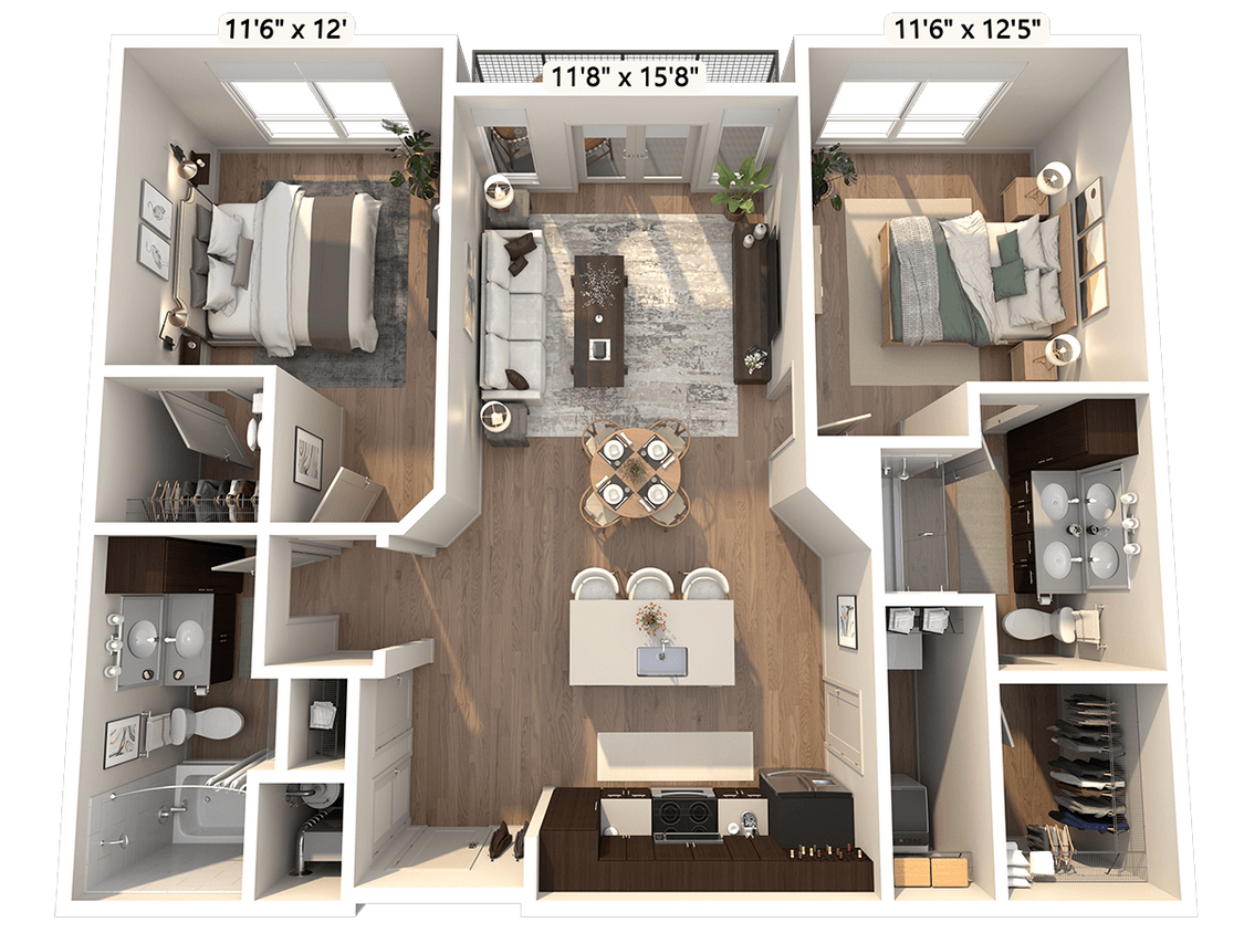 Floor Plan - B1 2 Bed 2 Bath