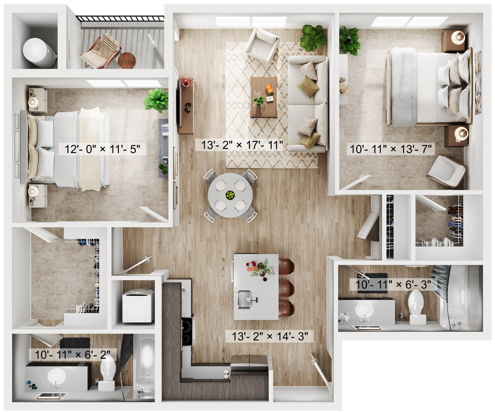 2BR/2BA - B3 -1053SQFT - 2BR/2BA - B3