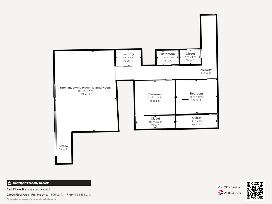 Floor Plan - B29 - 2BD/1BA (Lobby Entrance)