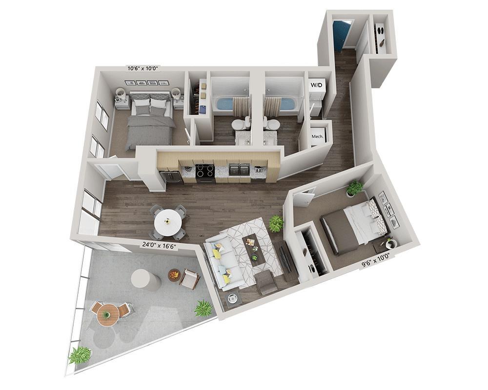 Floor Plan - Two Bedroom B2E