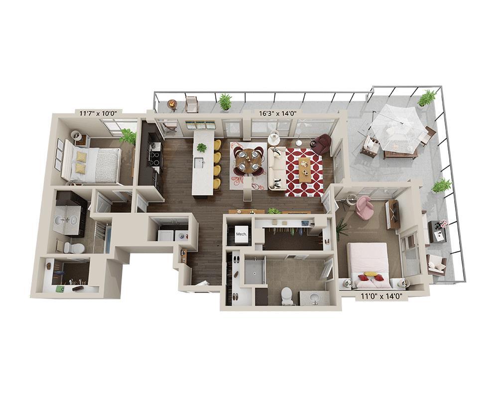 Floor Plan - Two Bedroom B2K