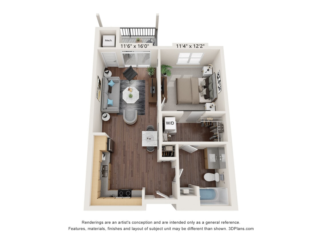 Woodpecker Floor Plan - Woodpecker A - Handicap Unit (ADA)