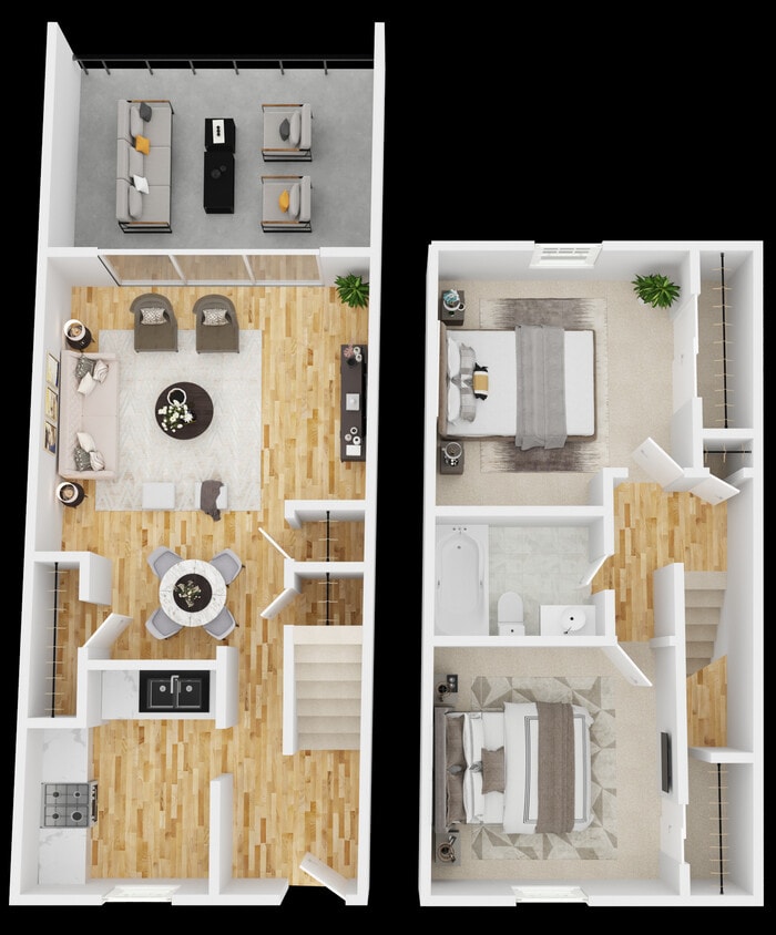 Floor Plan - Two Bedroom One Bath TH