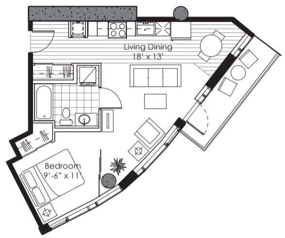 Floor Plan - 1x1 B ARCH