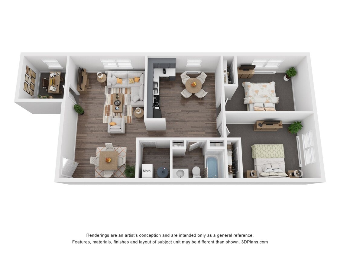 Floor Plan - 2 Bedroom w/Den Remodel - Premium