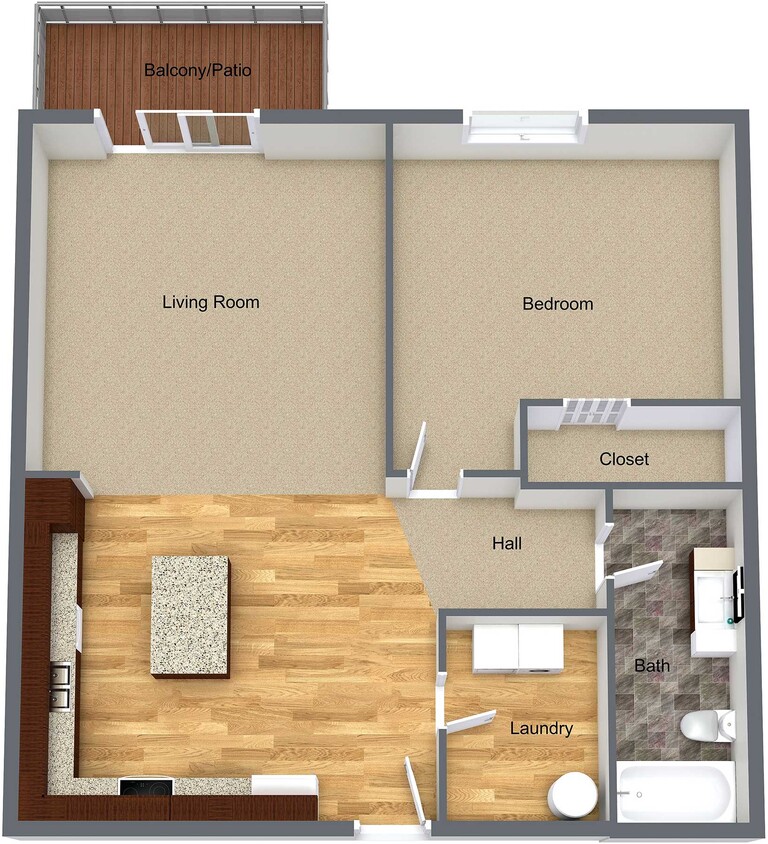 1BR, 1BA - 662 SF - ONE BEDROOM