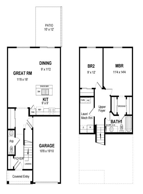 Floor Plan - 2 Bedroom Townhouse - Phase II