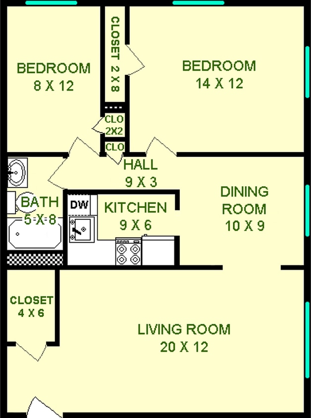 Corliss Two Bedroom Floorplan - Corliss