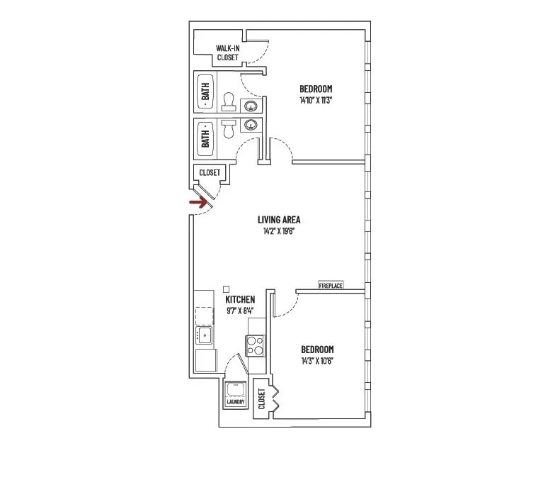 Floor Plan - 2 BR, 2BA