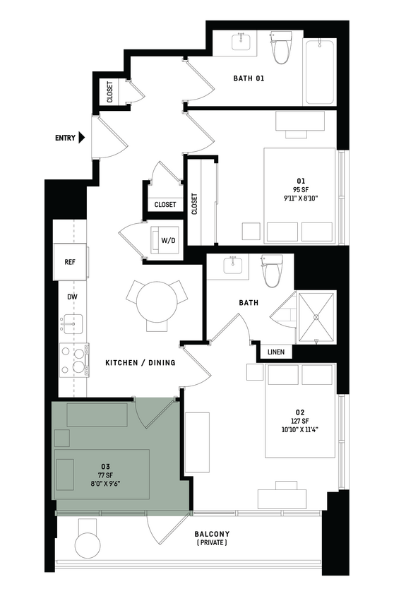 Floor Plan - Co-Living D6-Bedroom 3