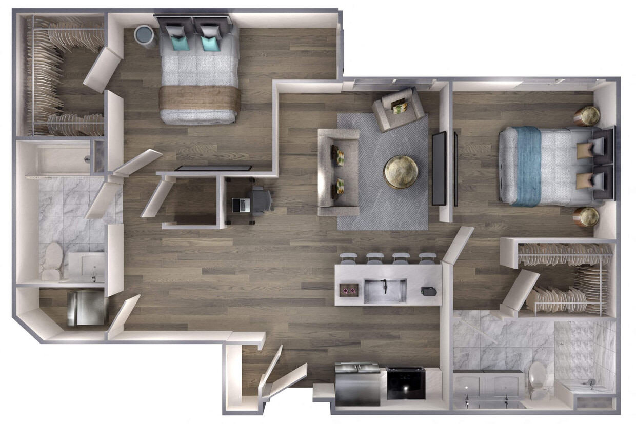 Floor Plan - Avenue F | 2 Bed/2 Bath-B4