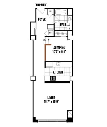 Floorplan K - 1 Bedroom K Flat 