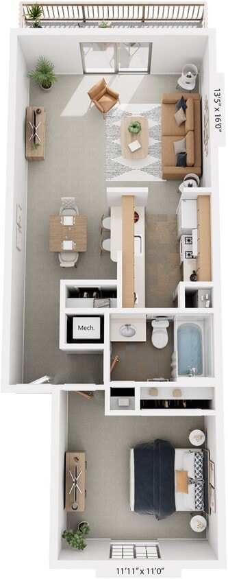 Floor Plan - One Bedroom Luxury