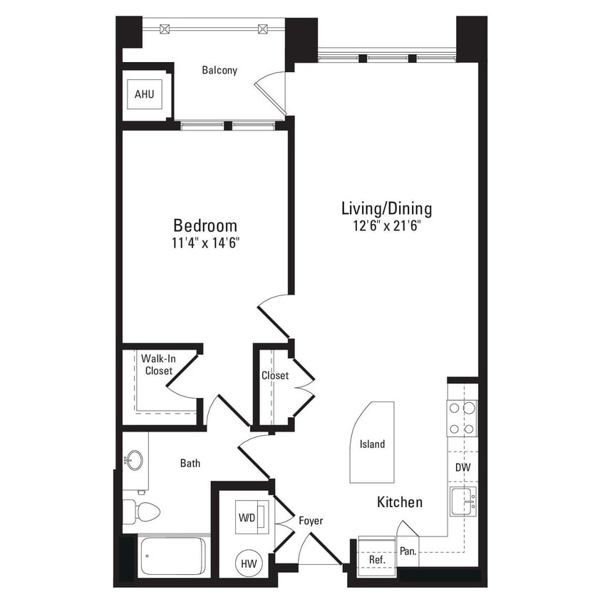 Floor Plan - 1 Bed 1 Bath A