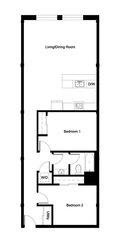 Floor Plan #203/303 & #205/305 - 2 bed 1 bath