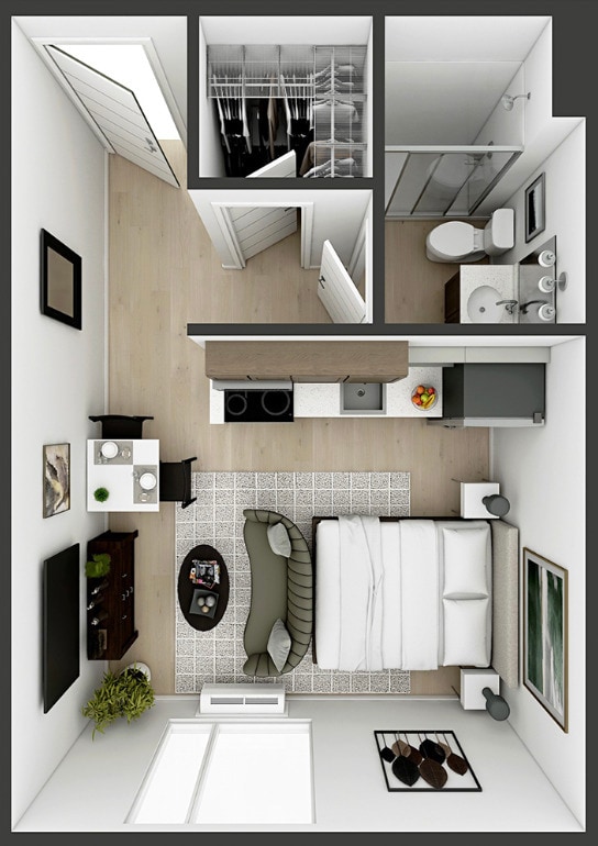 Furnished Studio Plus Floor Plan - Furnished Studio Plus