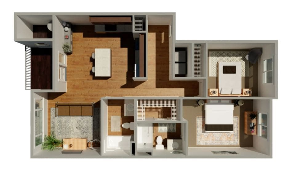 Floor Plan - 2 Bed 2 Bath