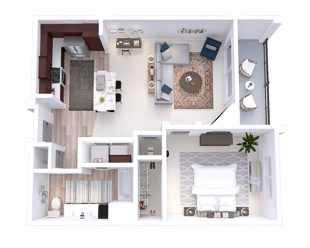 Floor Plan - EastTown - C - 1 Bed - 1 Bath  