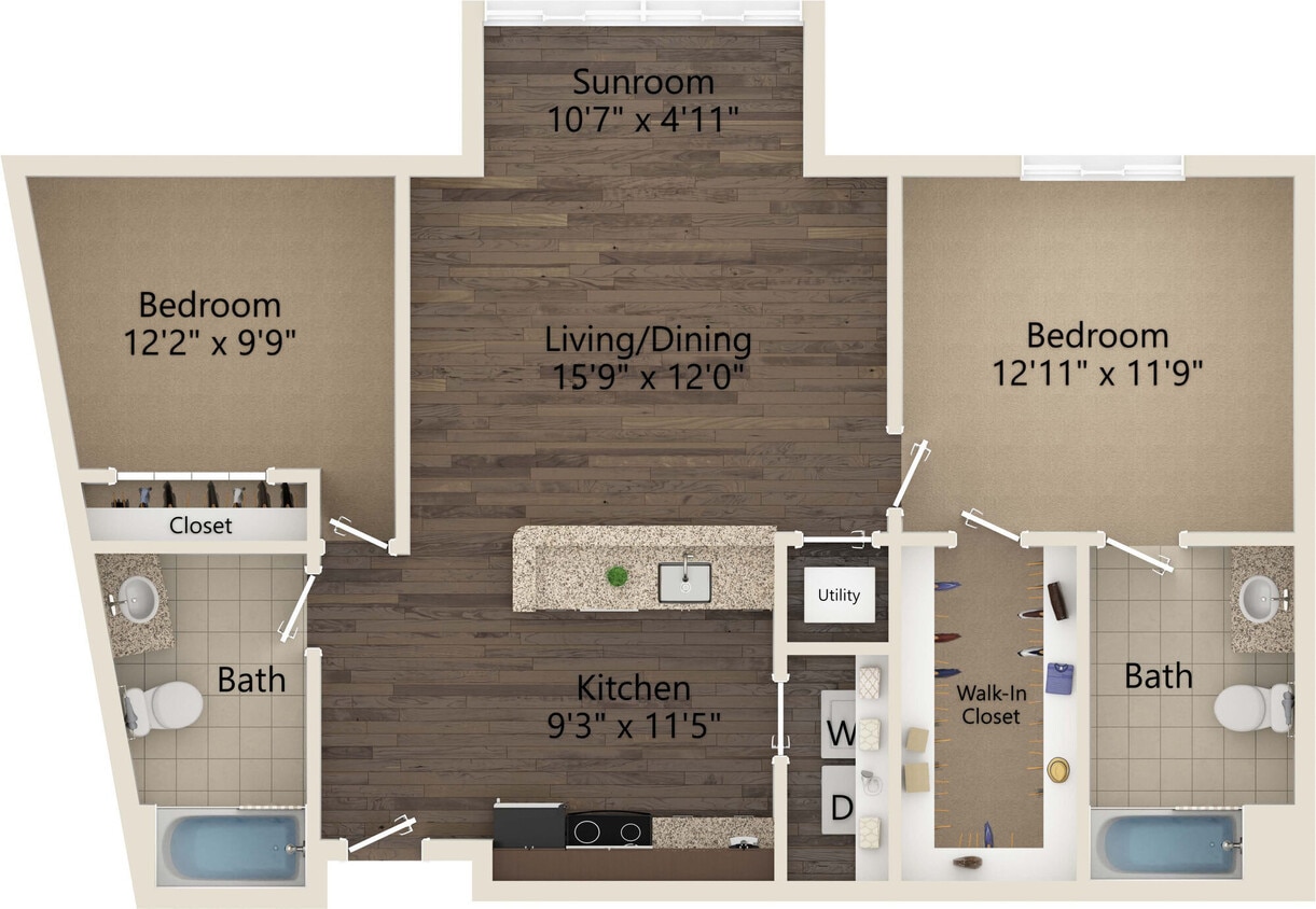Selwyn with sunroom floor plan Ayrsley Lofts - Selwyn with sunroom