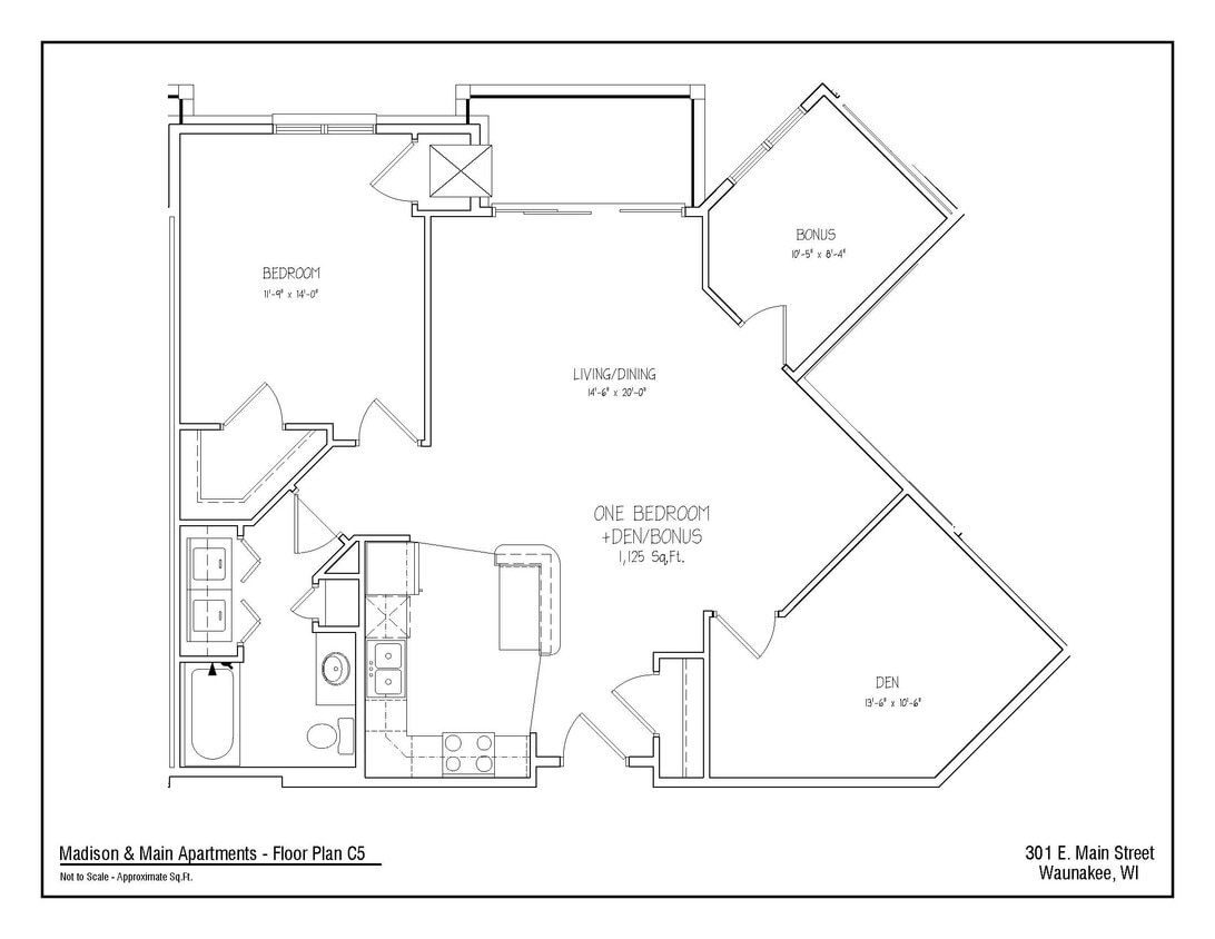 Floor Plan - 1Bed/1Bath + Den C5