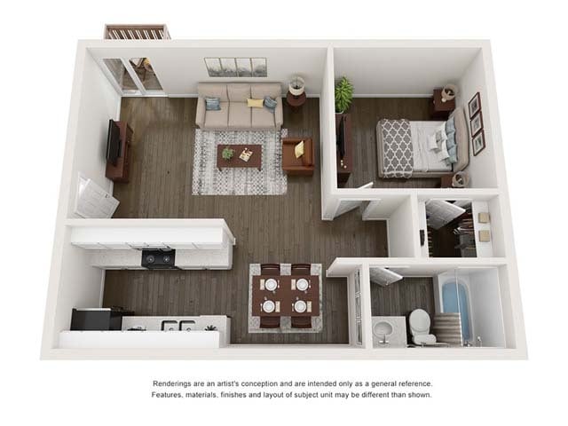 Floor Plan - 1 Bed 1 Bath A1