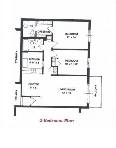 2-Bedroom Plan - 2BR/1.5BA