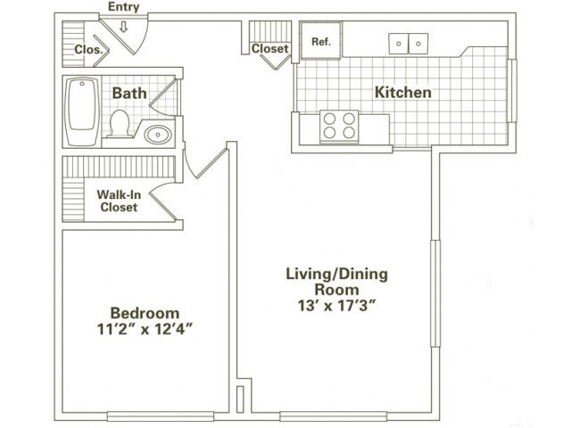 Floor Plan - One Bedroom, One Bath (A3)