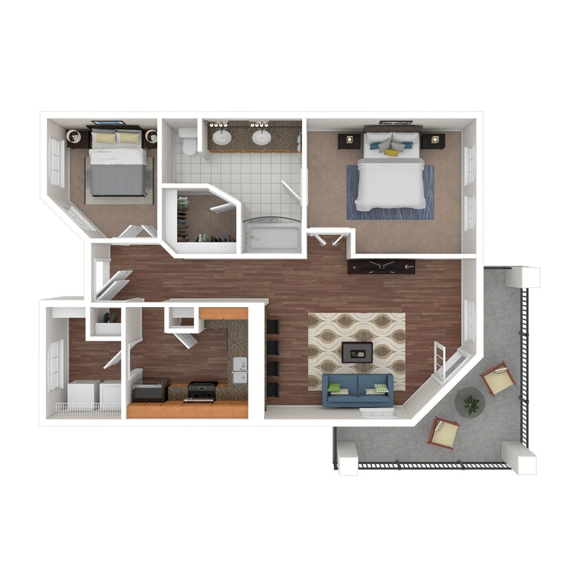 Floor Plan - 1 Bed x1 Bath 962 SF Office