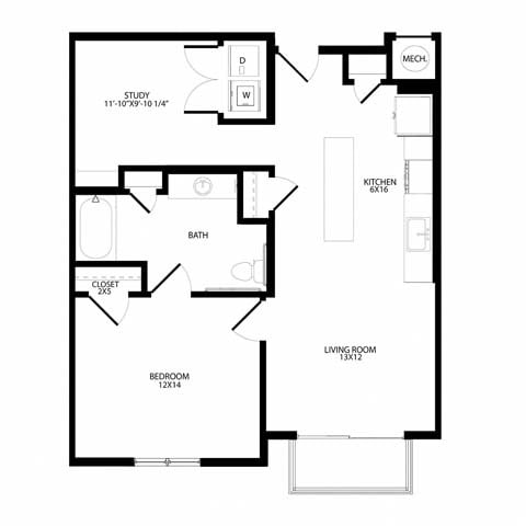 Floor Plan - One-Plus Bedroom (A7)