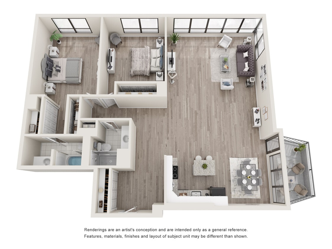 Floor Plan - 2 BED, 2 BATH BALCONY [B3]