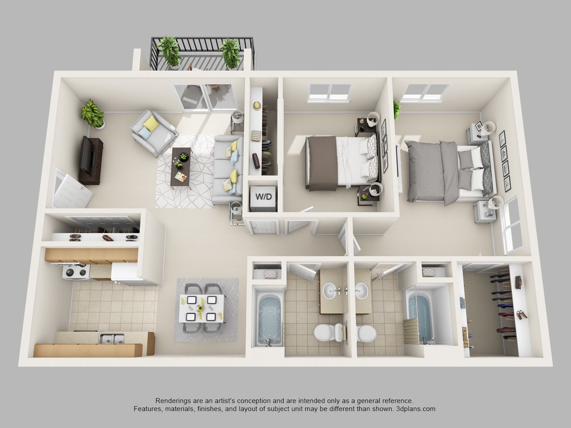 Floor Plan - 2 Bed 2 Bath