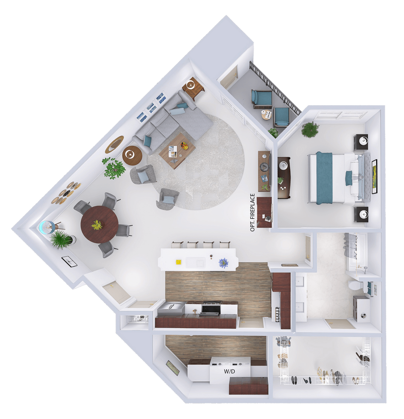 Floor Plan - CrossTown - E2 - 1 Bed - 1 Bath
