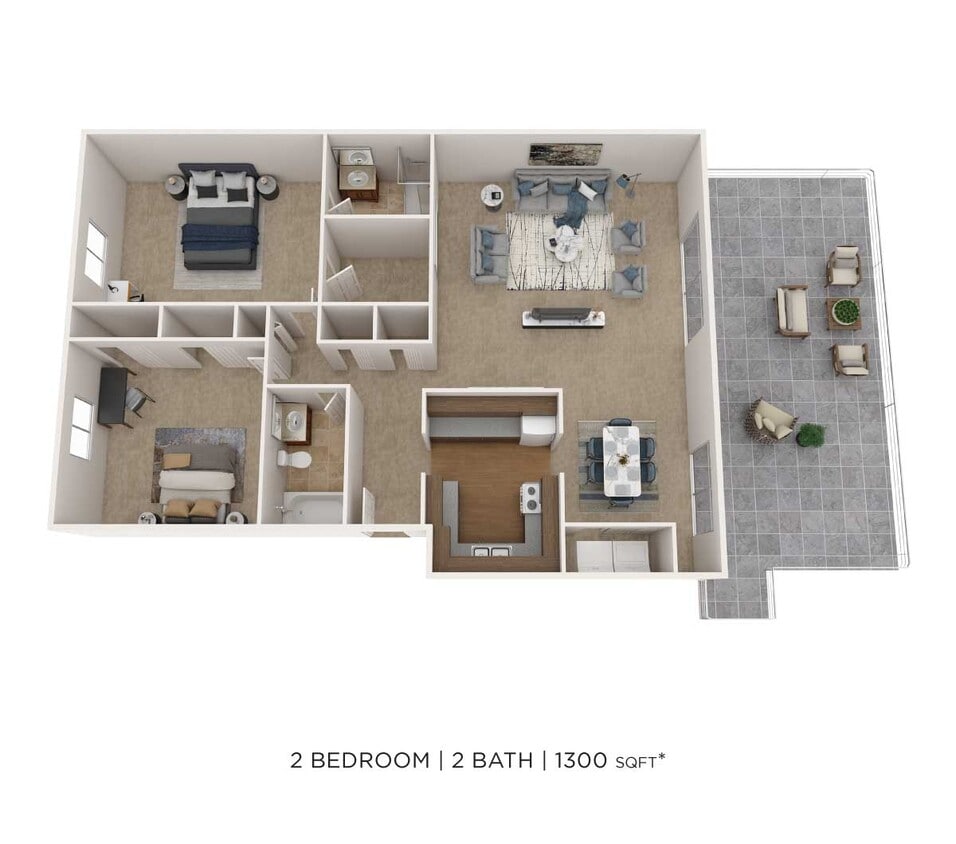 Floor Plan - Two Bedroom 2 Bath