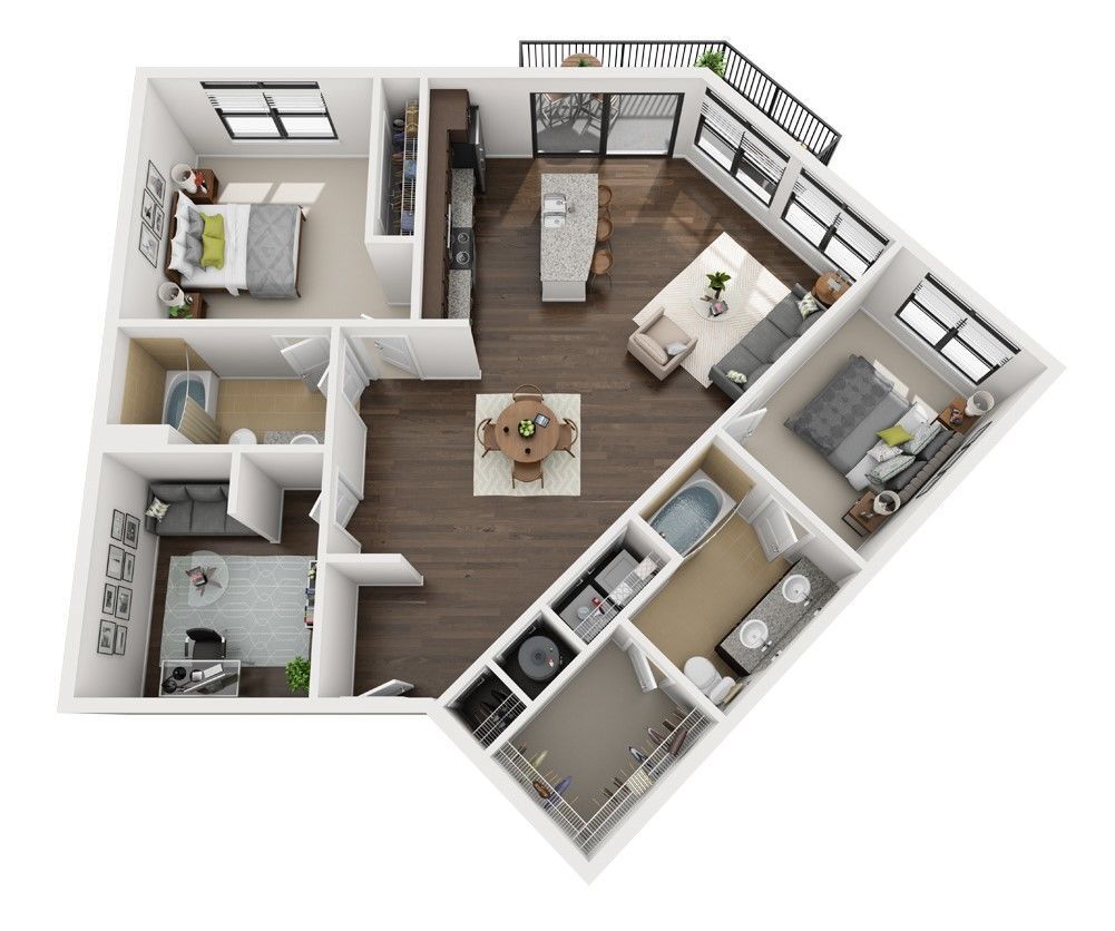 The Four - B5 - 2 Beds - 2 Baths - 1266 Sq. ft. - B5