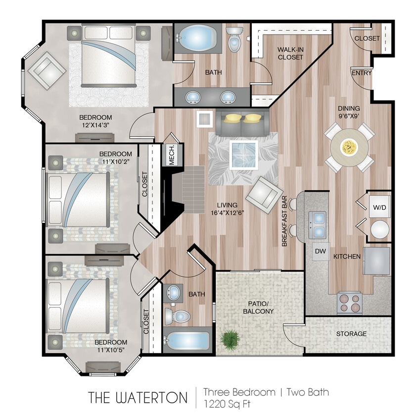 1220 Square Feet - The Waterton