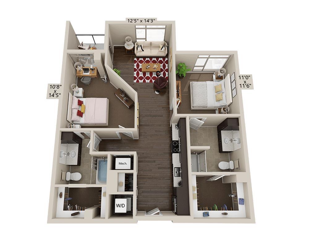 Floor Plan - Two Bedroom B2E