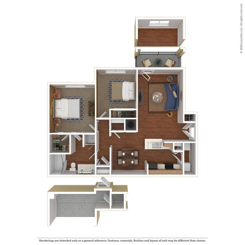 Floor Plan - 2 Bed 1 Bath 1082 SqFt Patio (1016 Net)