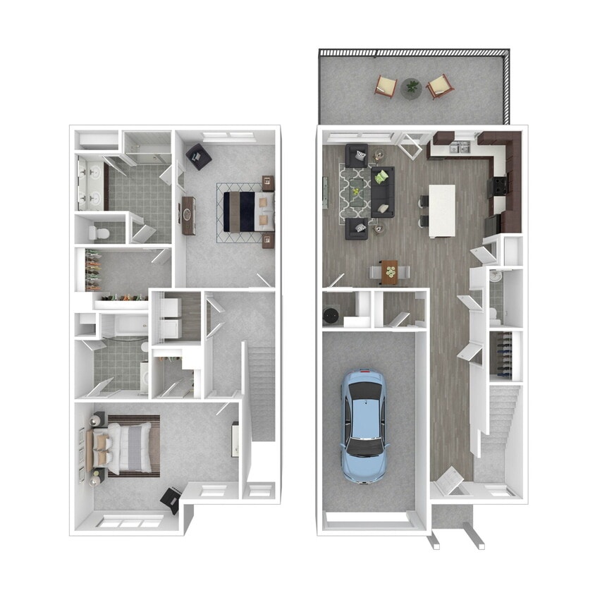Floor Plan - Plan C 2 Bed x 2.5 Bath