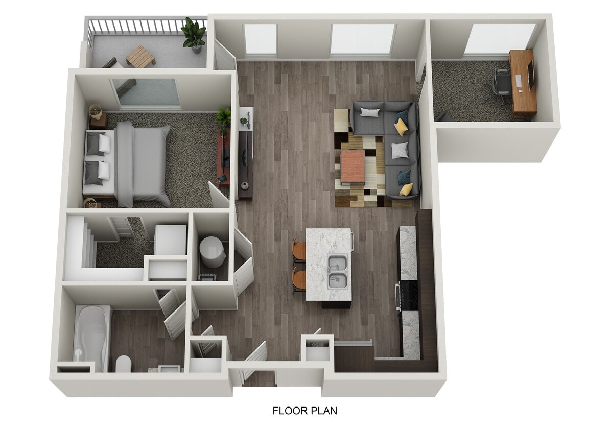 Floor Plan - 1 BED 1 BATH - DEN