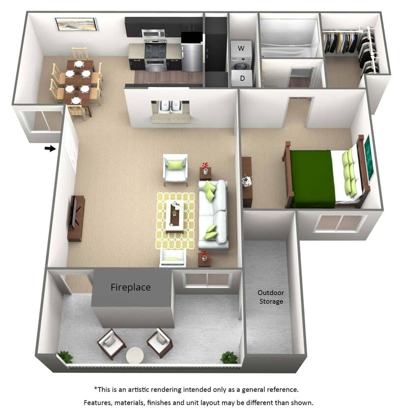 Floor Plan - 1 Bed 1 Bath - A1