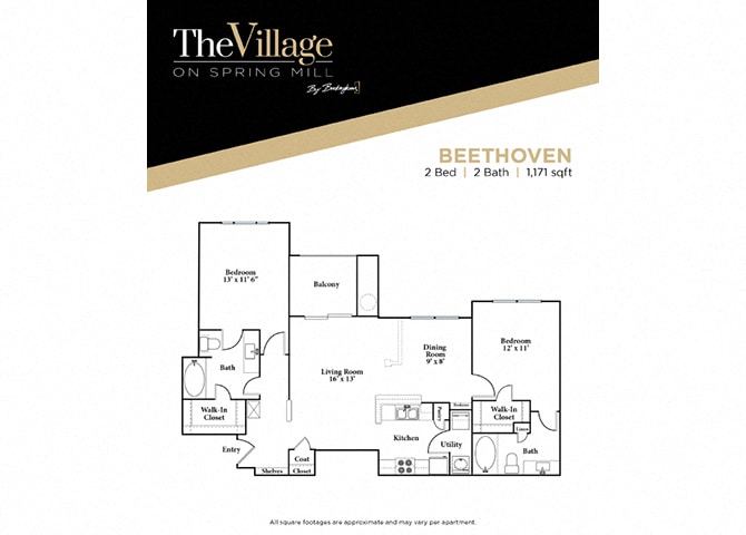 Floor Plan - Beethoven - 2 bed 2 bath