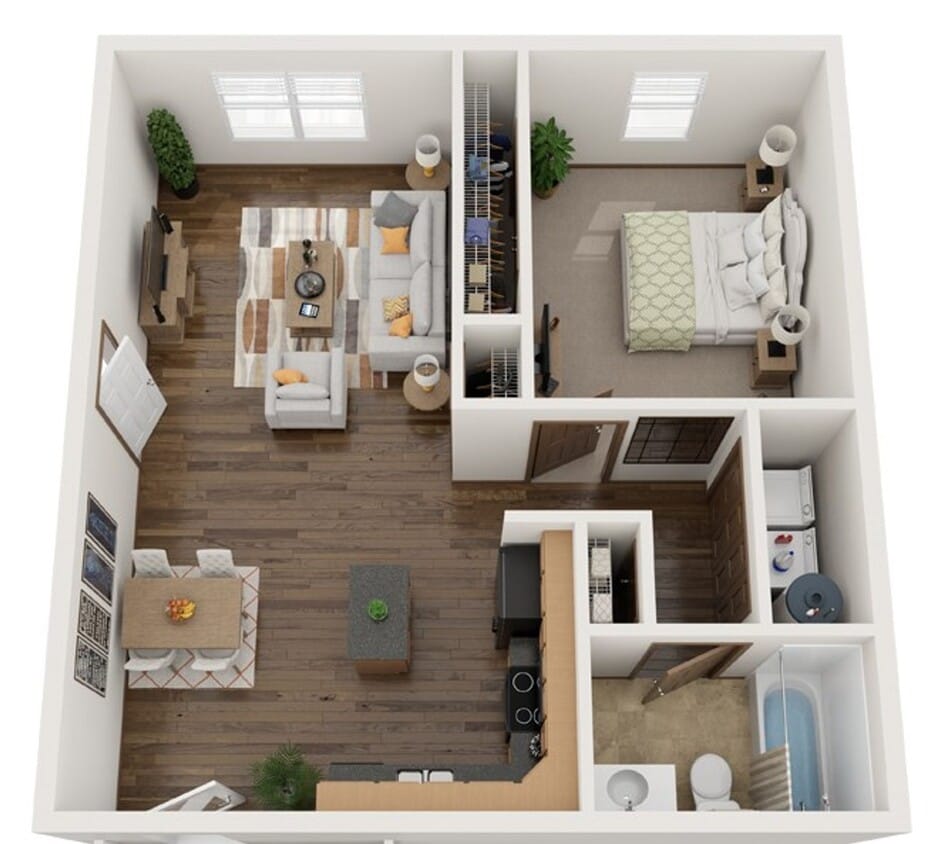 Floor Plan - Nest- Corp/EL - 1bed/1bath - 747sqft-  