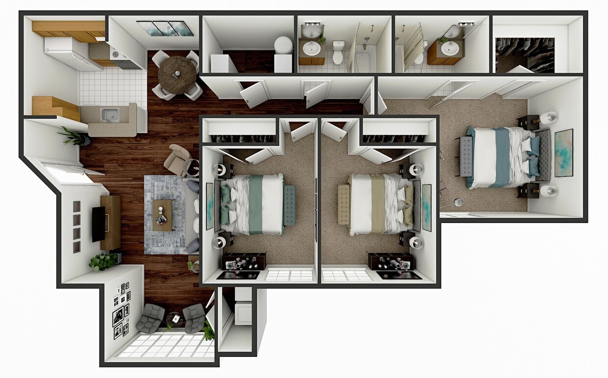 Floor Plan - 3BR2B - 60%Ashton Point