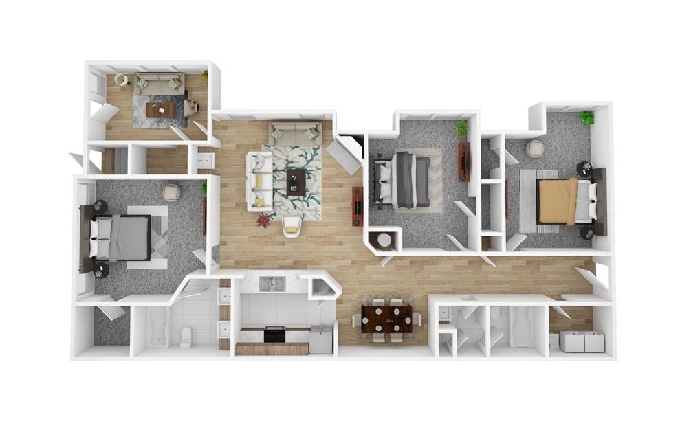 Floor Plan - 3 Bedroom, 2 Bathroom