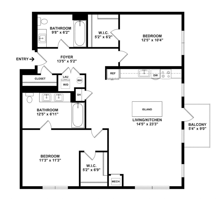 B3 Floor plan W Dimensions - B3