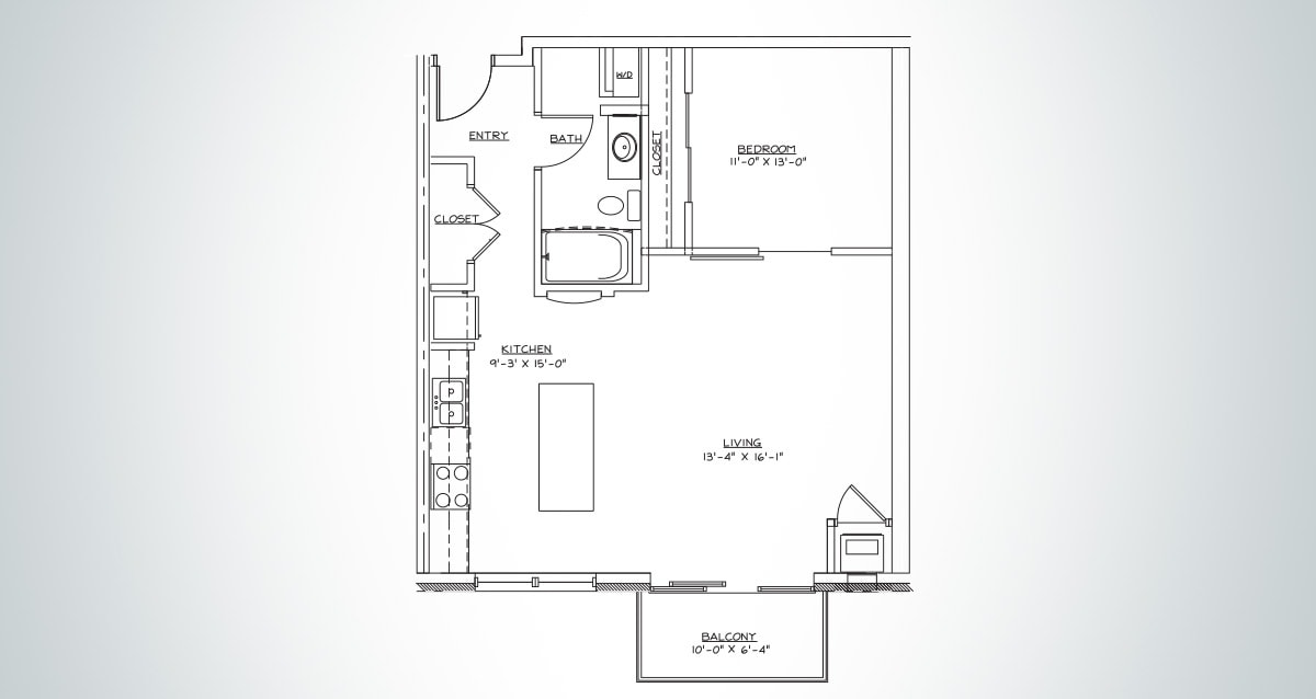 Floor Plan - Blue B9 1X1