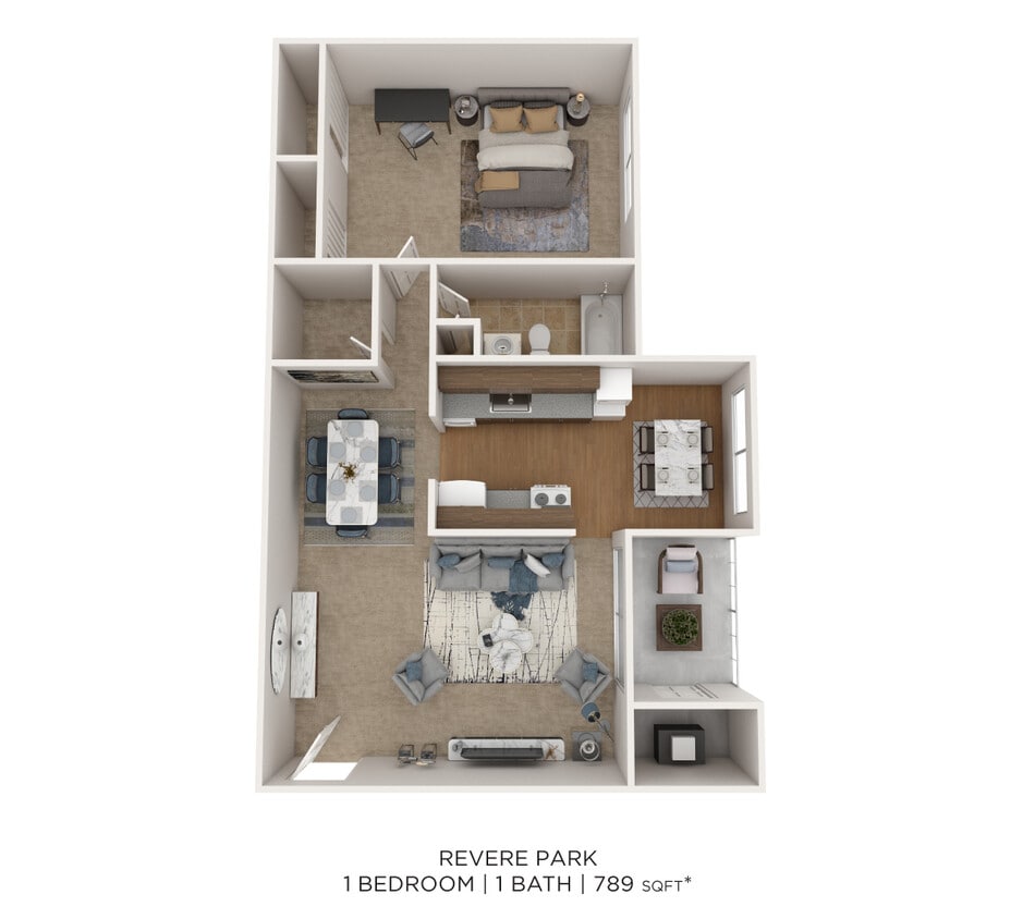 Floor Plan - One Bedroom- 789 sqft
