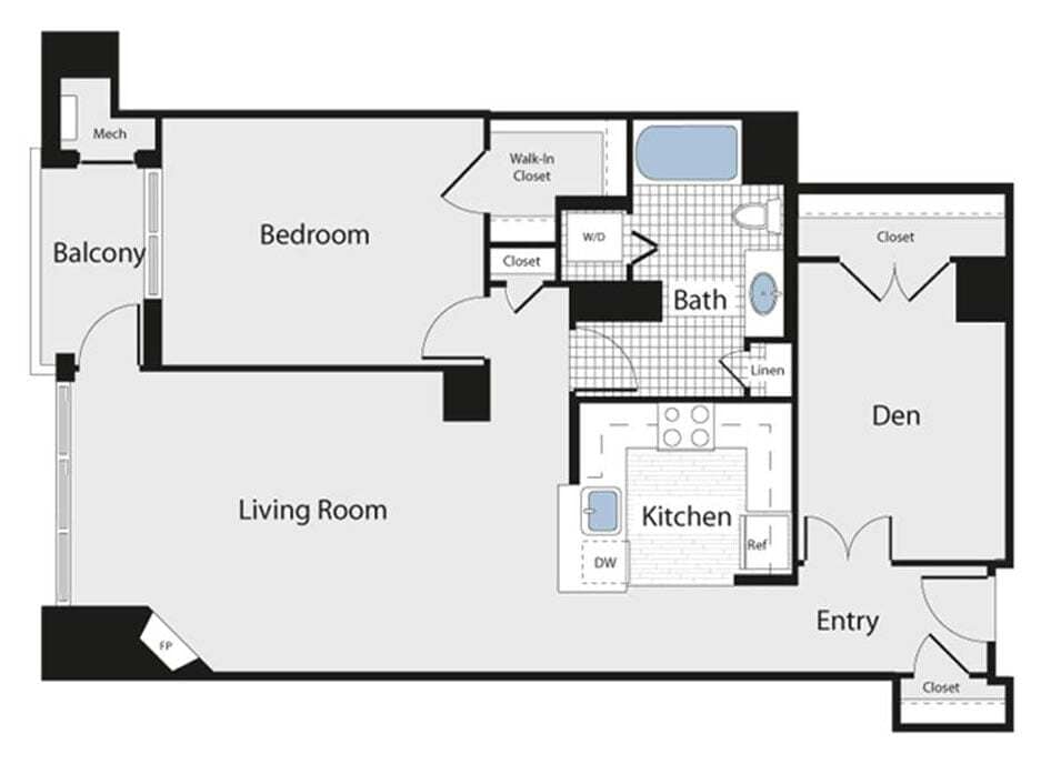 Floor Plan - 1 Bed/1 Bath - aad3