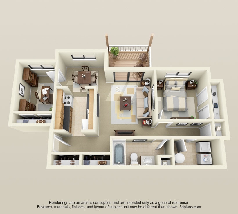 Floor Plan - One Bedroom One Bathroom with Den
